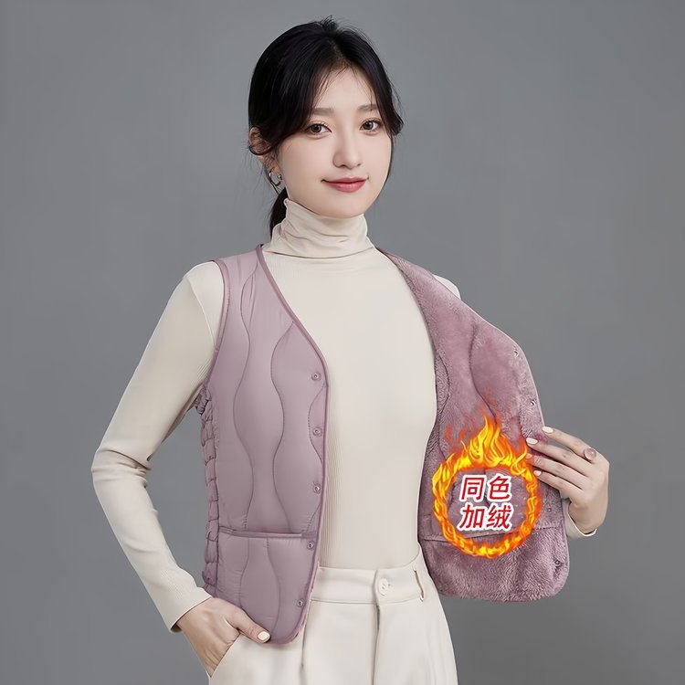 中年妈妈装冬装马甲加绒加厚保暖马夹背心冬季上衣坎肩中老年女装