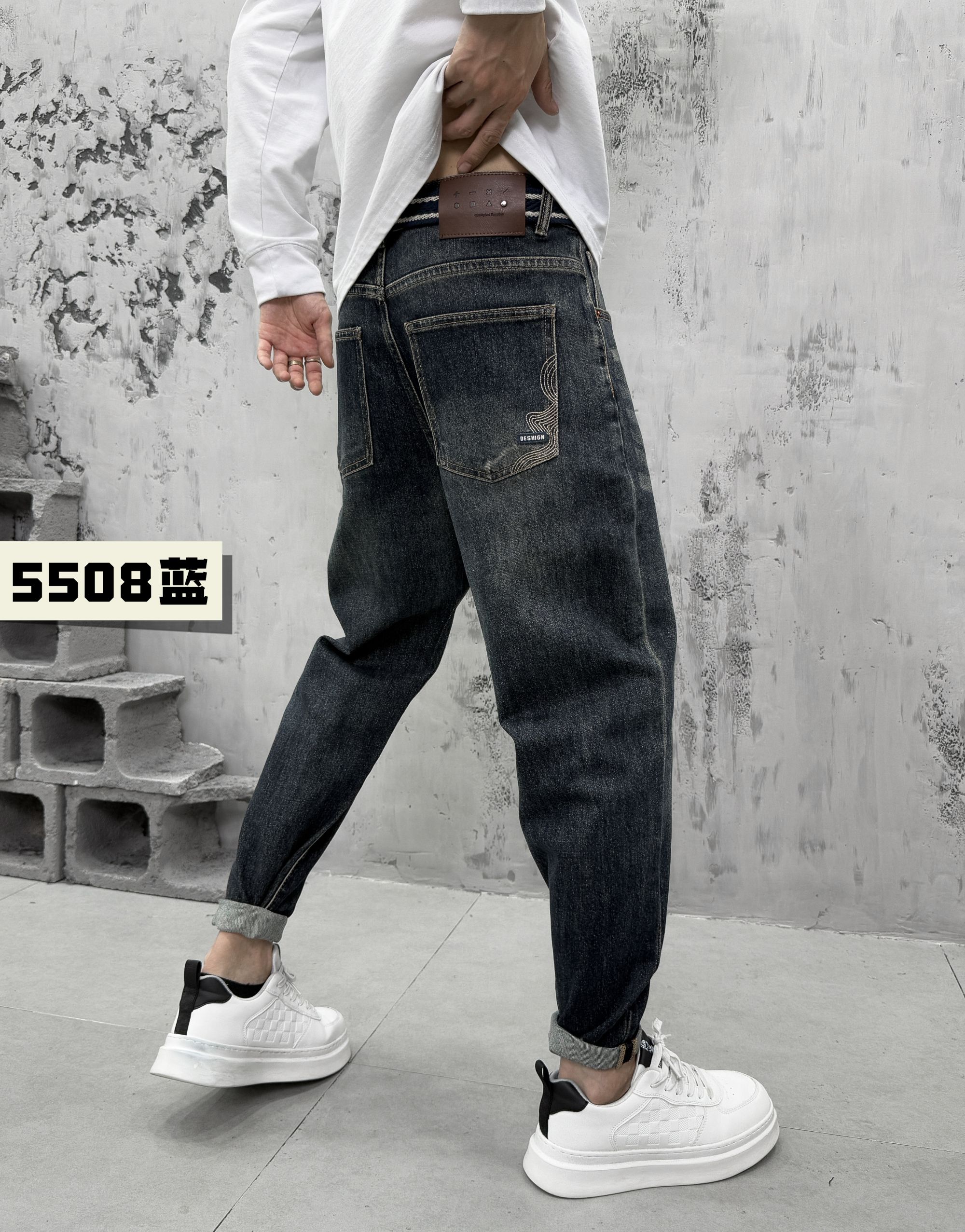 男士秋季潮流时尚百搭弹力复古韩版水洗牛仔裤
