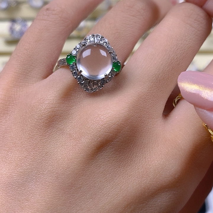 石英质玉银S925镶嵌戒指