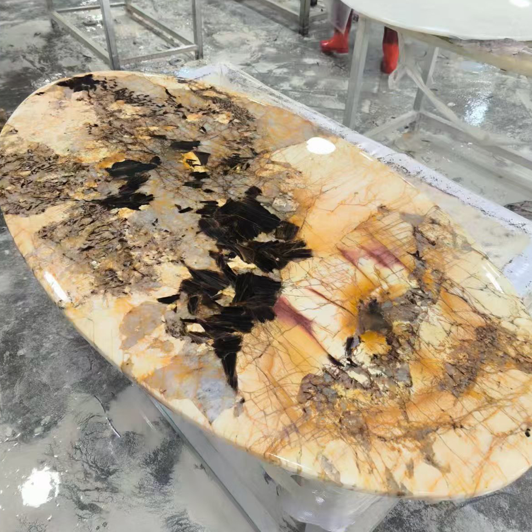 【粵昇奢石】潘多拉雪山系列奢石定制选板水滴异形常规云浮工厂家用