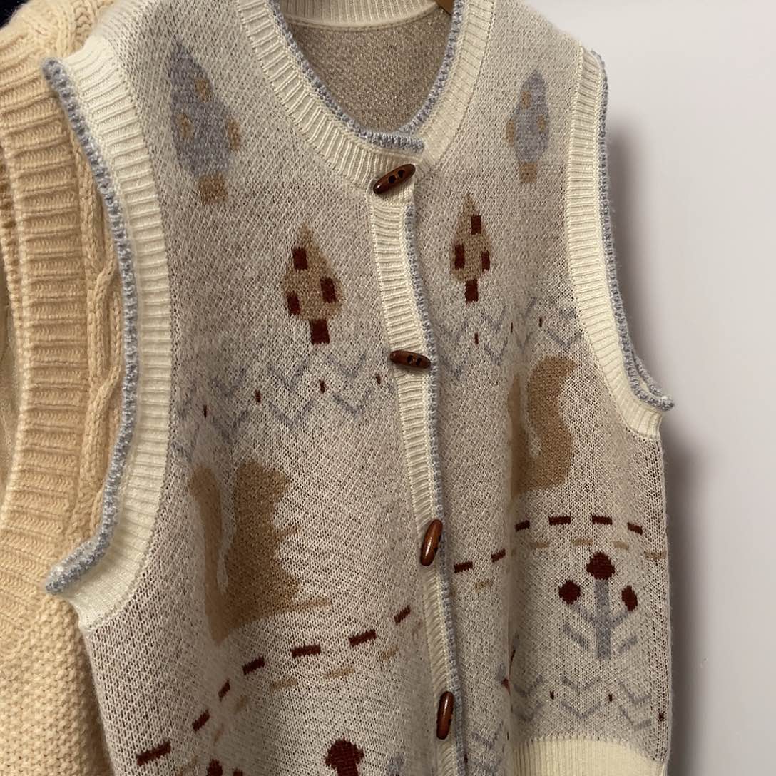 牛角扣 羊绒 开衫 马甲