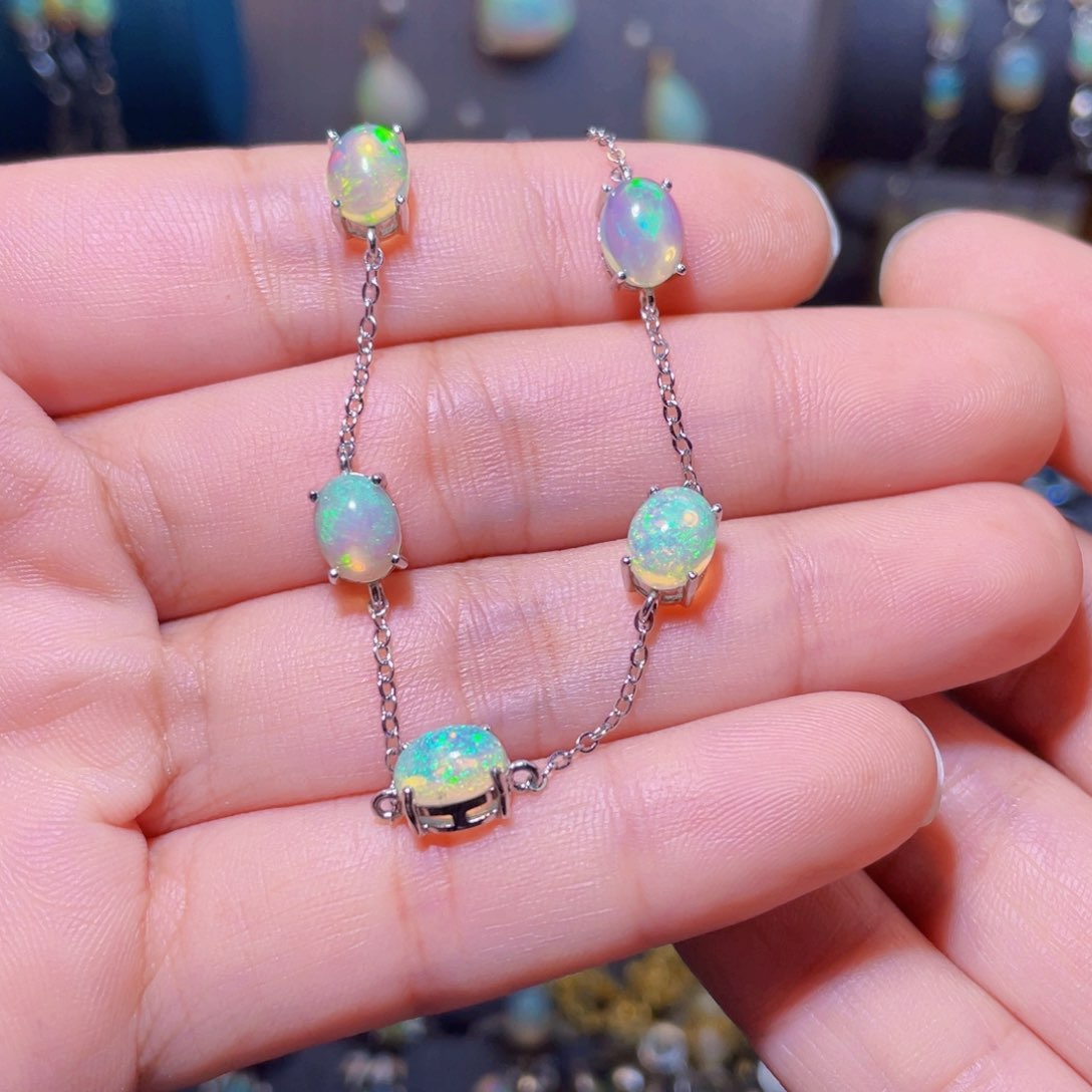 欧泊手链）银S925镶嵌脑****?