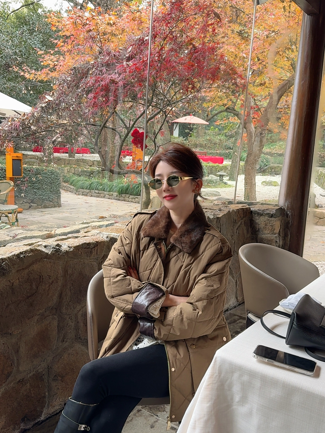 【大静静】“挪威风情”高级设计感水貂绵羊皮菱格腰带鹅绒服