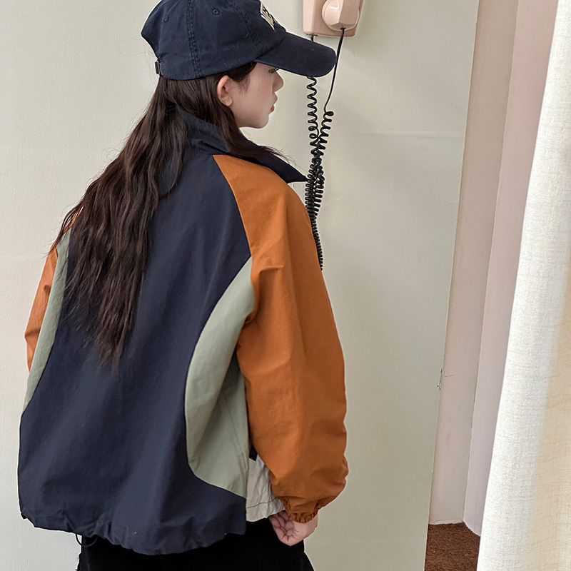 【醒妈家】女童外套2025春秋新款中大童洋气时髦夹克拼色外套