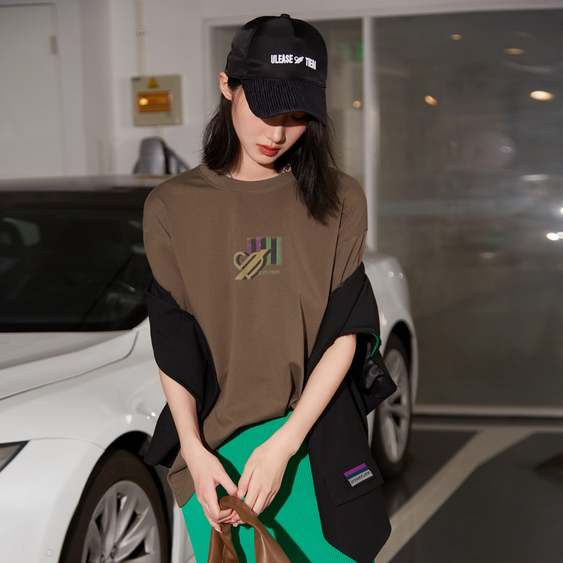 U/TI 专柜新品 爱心袖口翻边挺阔感美式百搭休闲春夏季短袖T恤