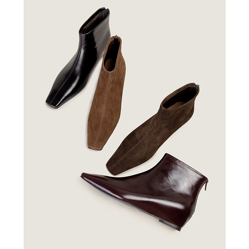 Shoemaker Queen方头短靴坡跟内增高及踝靴粗跟切尔西靴子