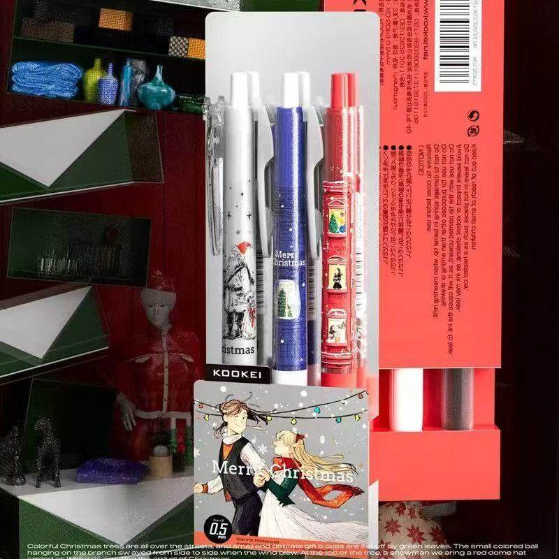 KOOKEI圣诞限定按动中性笔3支