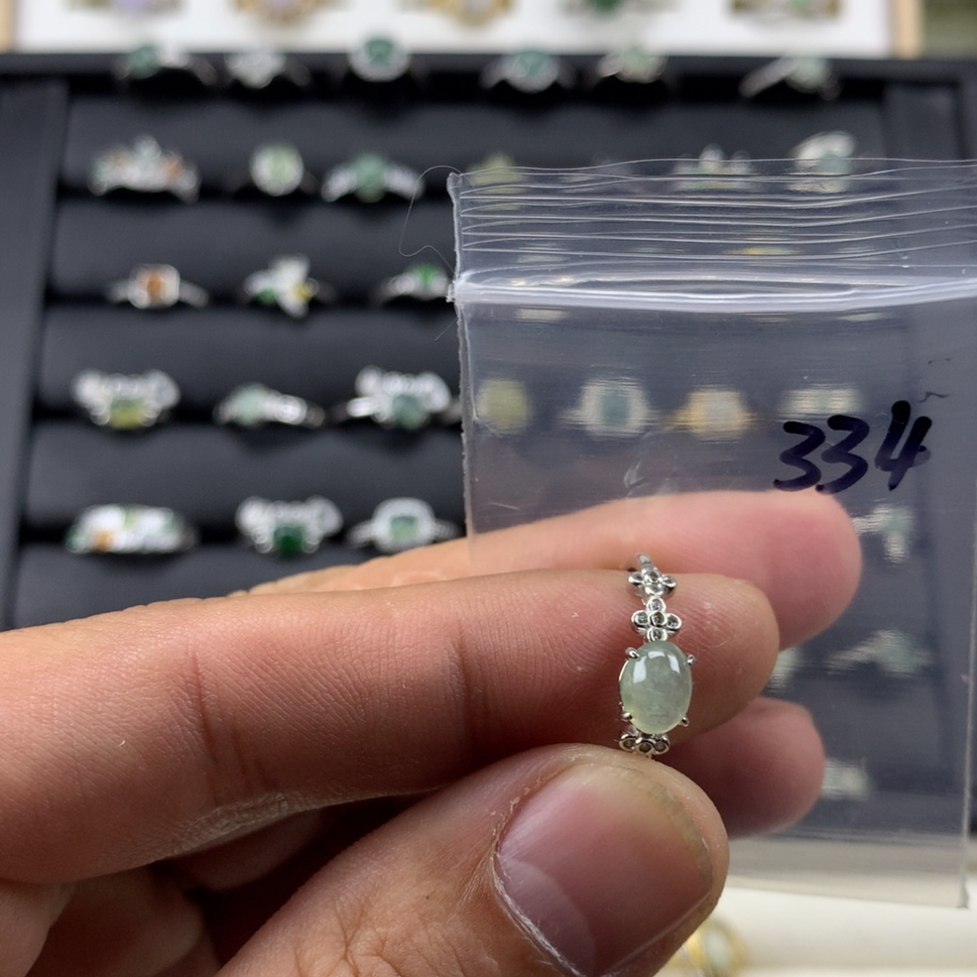 绝***钟翡翠银S925镶嵌戒指334