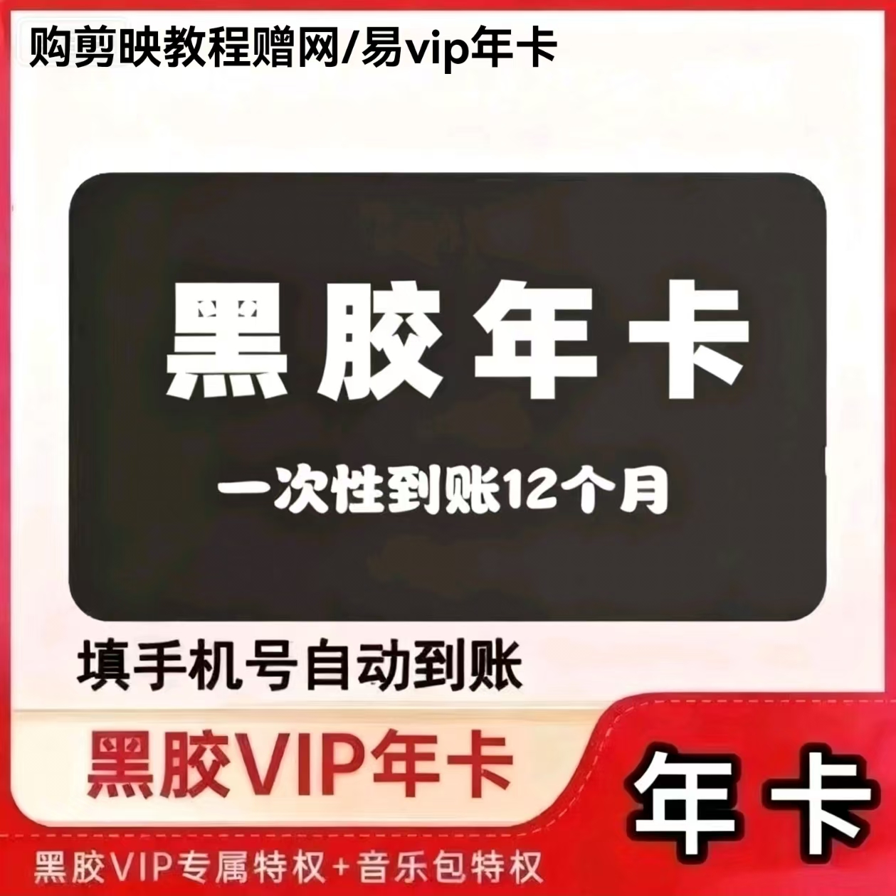 网/易-黑/胶/vip年卡 下单联系客服+剪映教程 买教程送网/易 vip