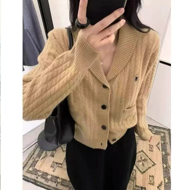 丽姐家~小马刺绣显瘦气质针织时尚百搭宽松秋冬开衫上衣