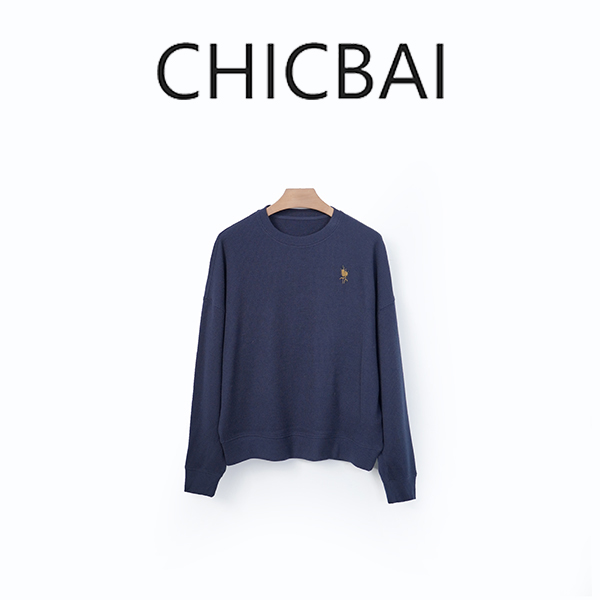 CHICBAI 麦穗手工刺绣华夫格柔软卫衣