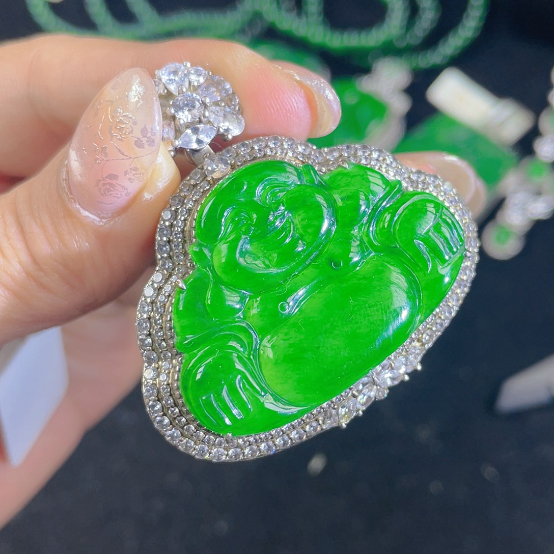 翡翠吊坠(不含链)银S925镶嵌