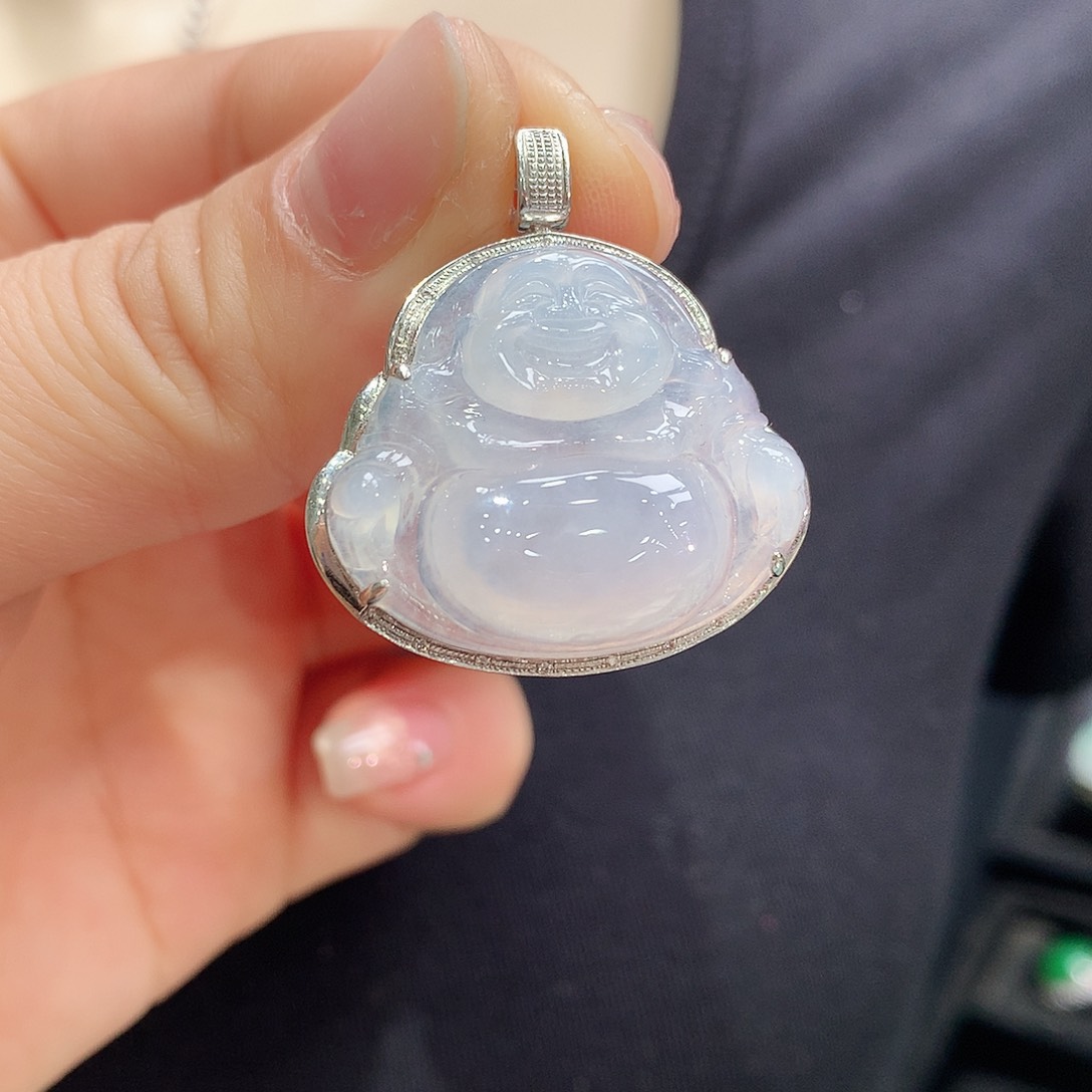 翡翠颈饰18K金镶嵌佛公