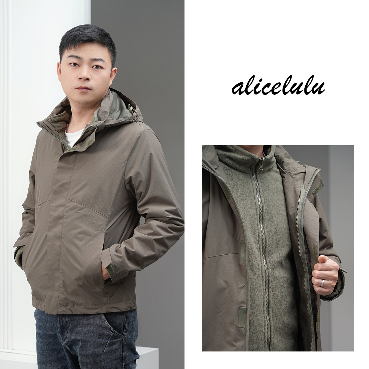 alicelulu 探险之旅.户外登山防风保暖男款冲锋衣 S2145927T