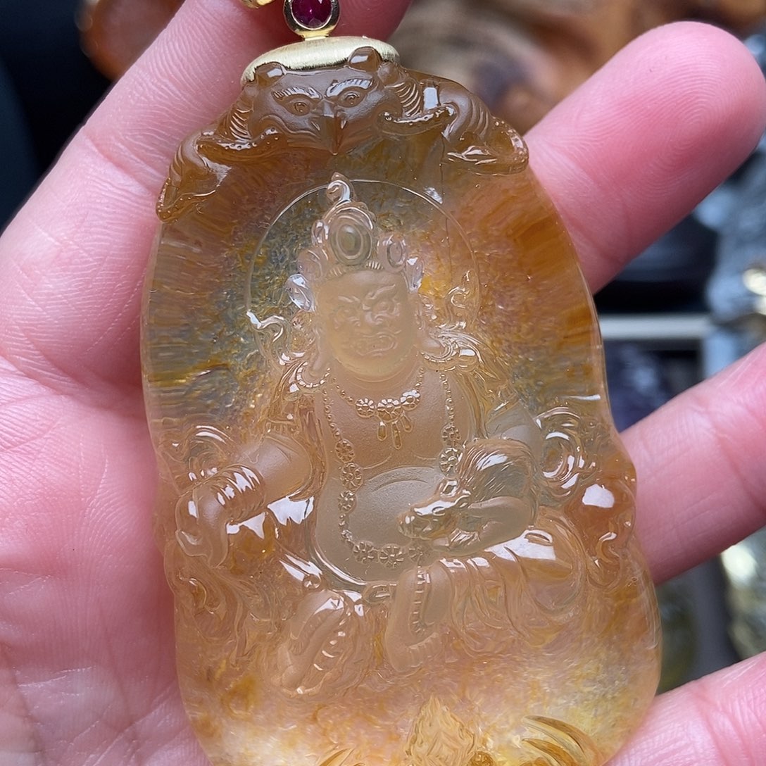 水晶天然水晶吊坠18K金镶嵌