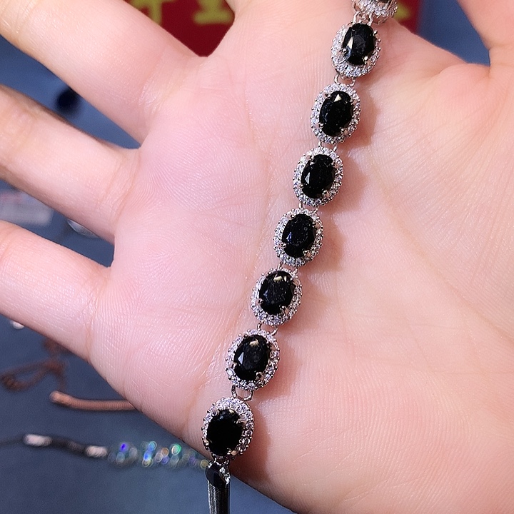 蓝宝石手链银S925镶嵌