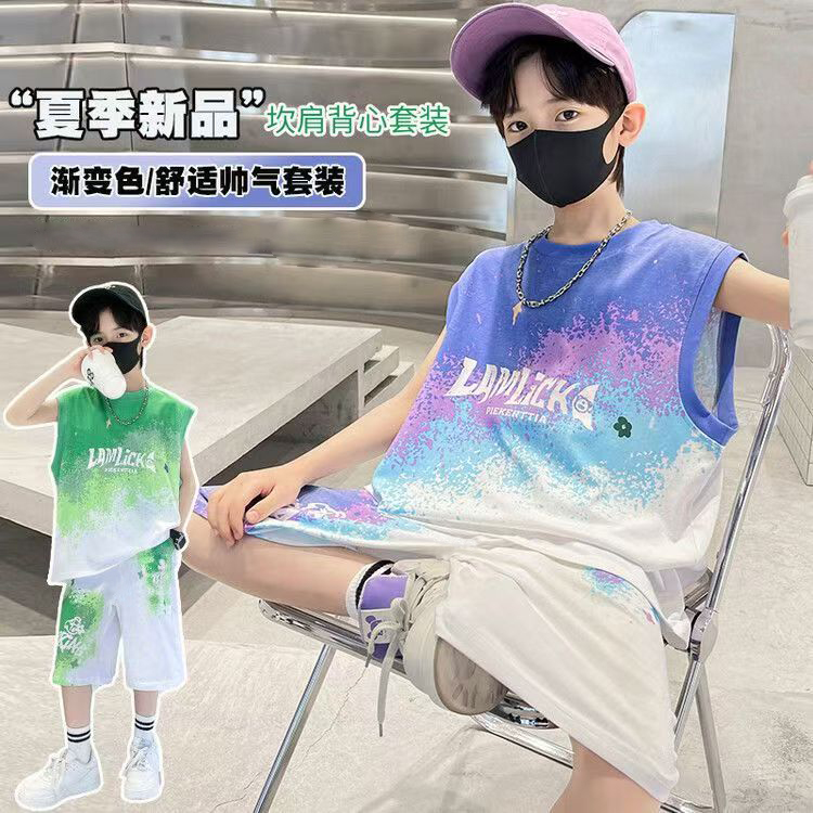 男童夏装无袖篮球服套装2025新款中大儿童男孩夏季运动背心速干衣