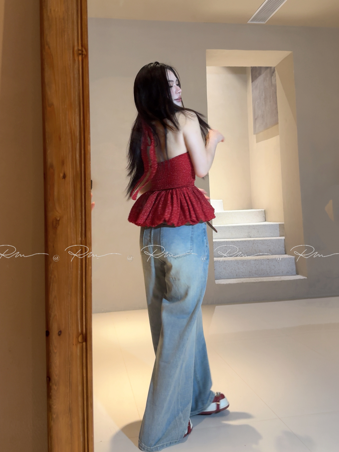 蕊蜜studio「pirate」夏季新款辣妹波点设计感小裙摆挂脖背心上衣女