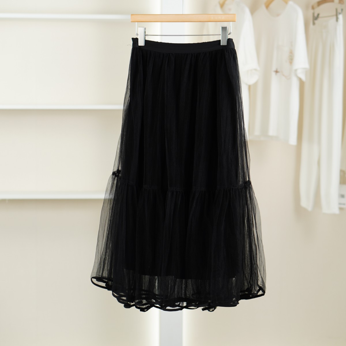 麦迪尚品【芭】51205263 秋冬时尚气质温柔百搭网纱长半裙女装折扣