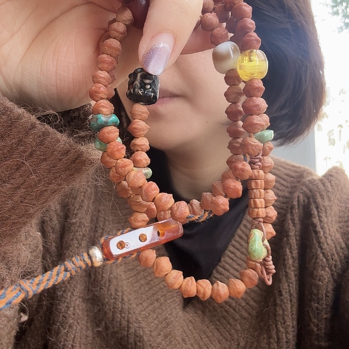 小***宝桃核吊坠横打百香108