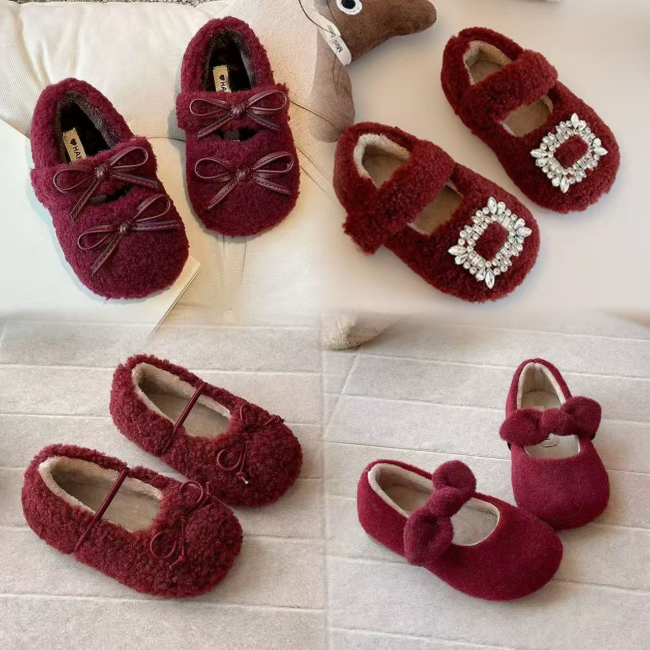 【年款合集】冬季新款儿童软底毛毛鞋洋气公主鞋女宝宝外穿保暖棉鞋