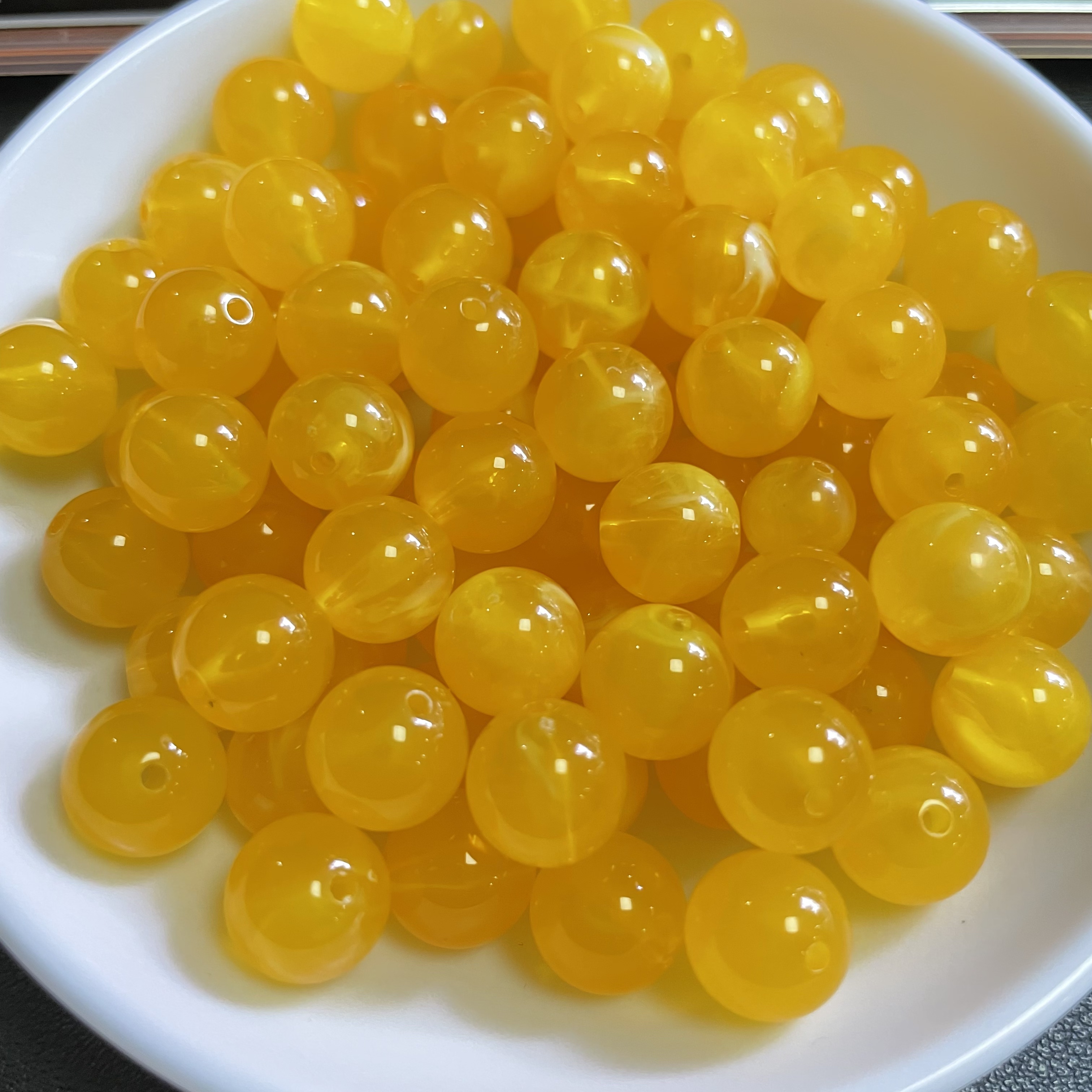 蜜蜡散珠满蜜鸡油黄675  6mm*50颗（赠弹力绳）