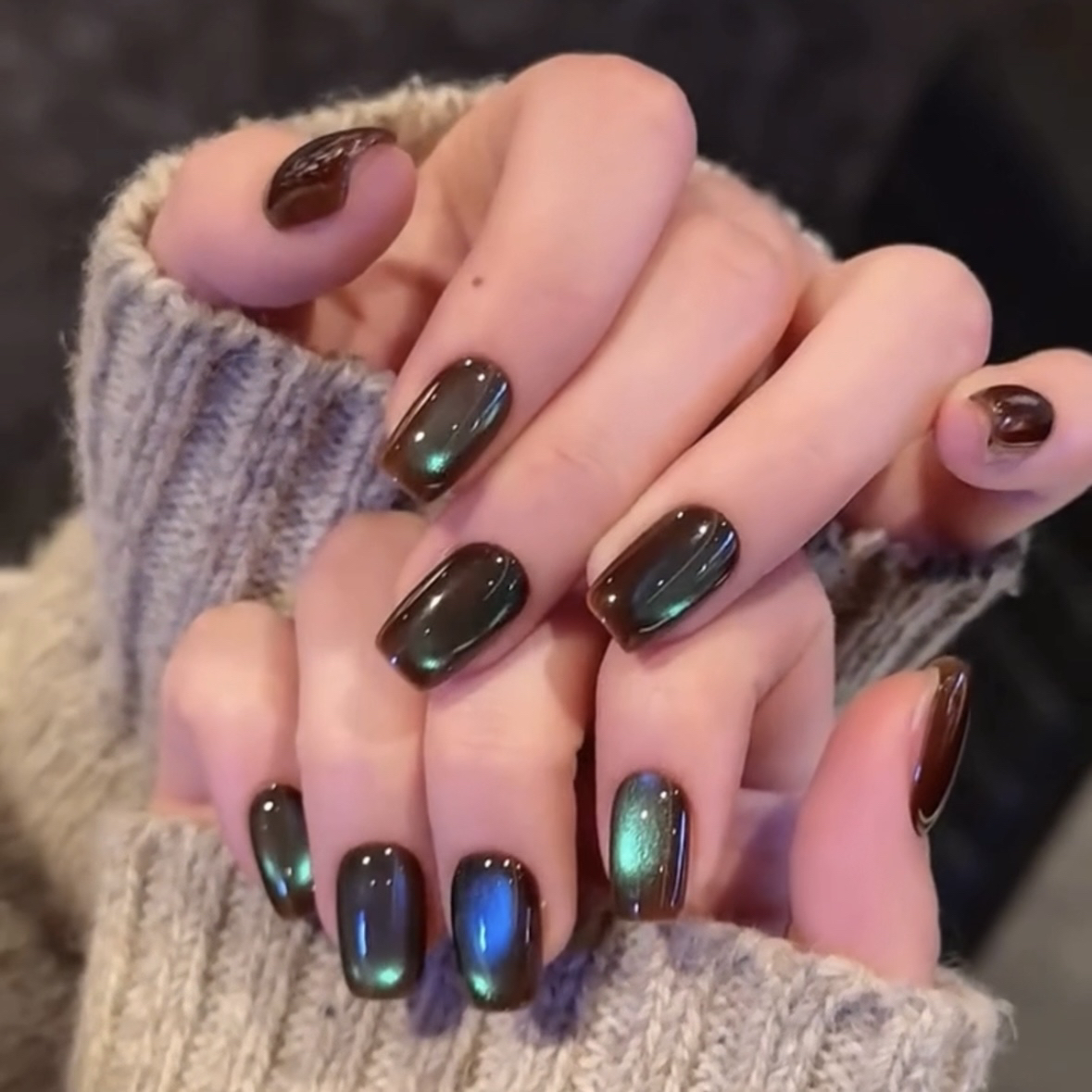 『极境01』双色猫光显白玻璃珠猫光纯手工穿戴甲