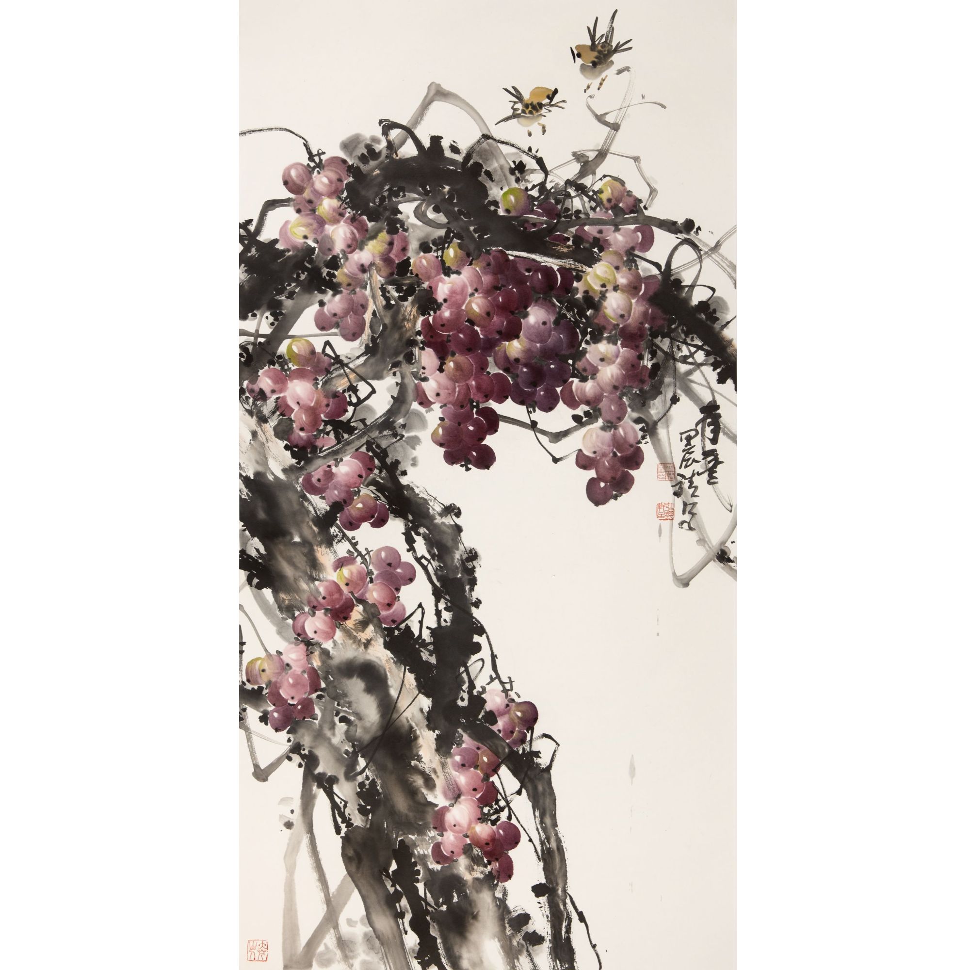 手绘葡萄国画四尺中堂规格挂客厅餐厅装饰