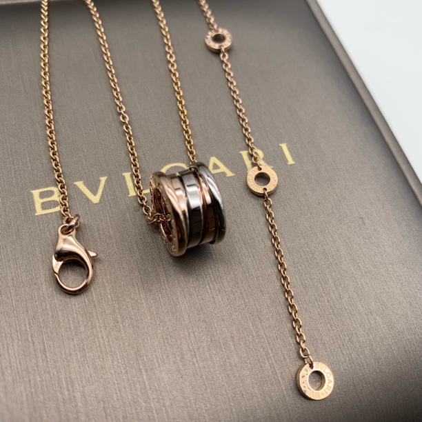 99新 BVLGARI/宝格丽 18k双色金 白金玫瑰金弹簧项链