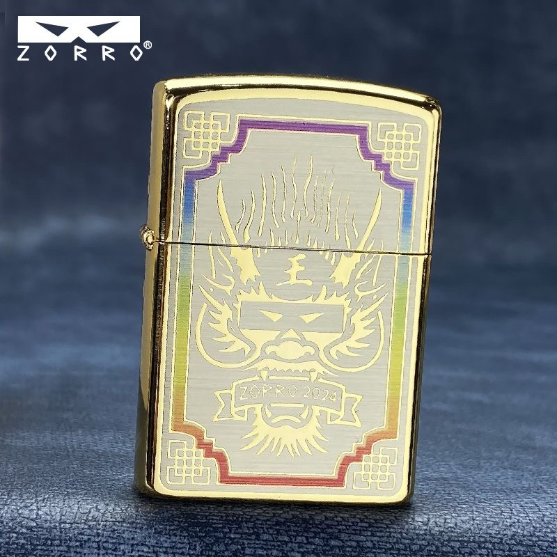 ZORRO二代煤油打火机精雕龙王耐用铜手工打火机煤油