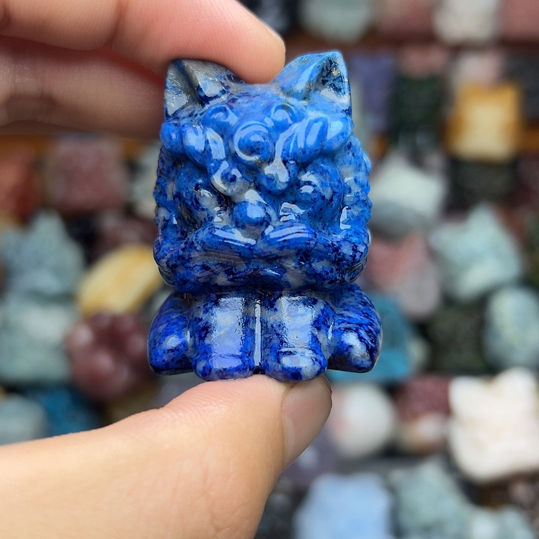 石材醒狮小白青金
