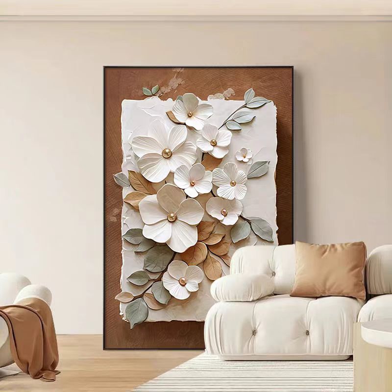 【浅叶繁花】现代轻奢简约花卉装饰画客厅玄关沙发背景墙高档挂画