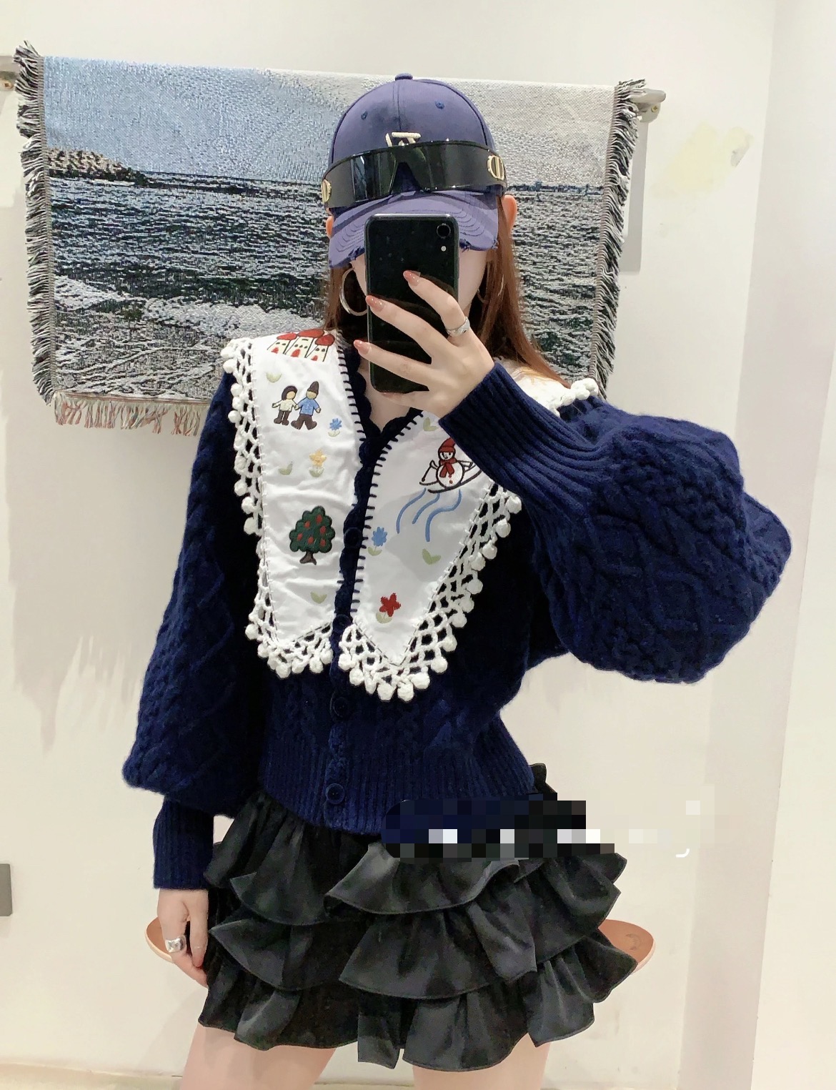 【呼呼哈嘿呀】FU碟25秋季童趣绣花领泡泡袖毛织开衫