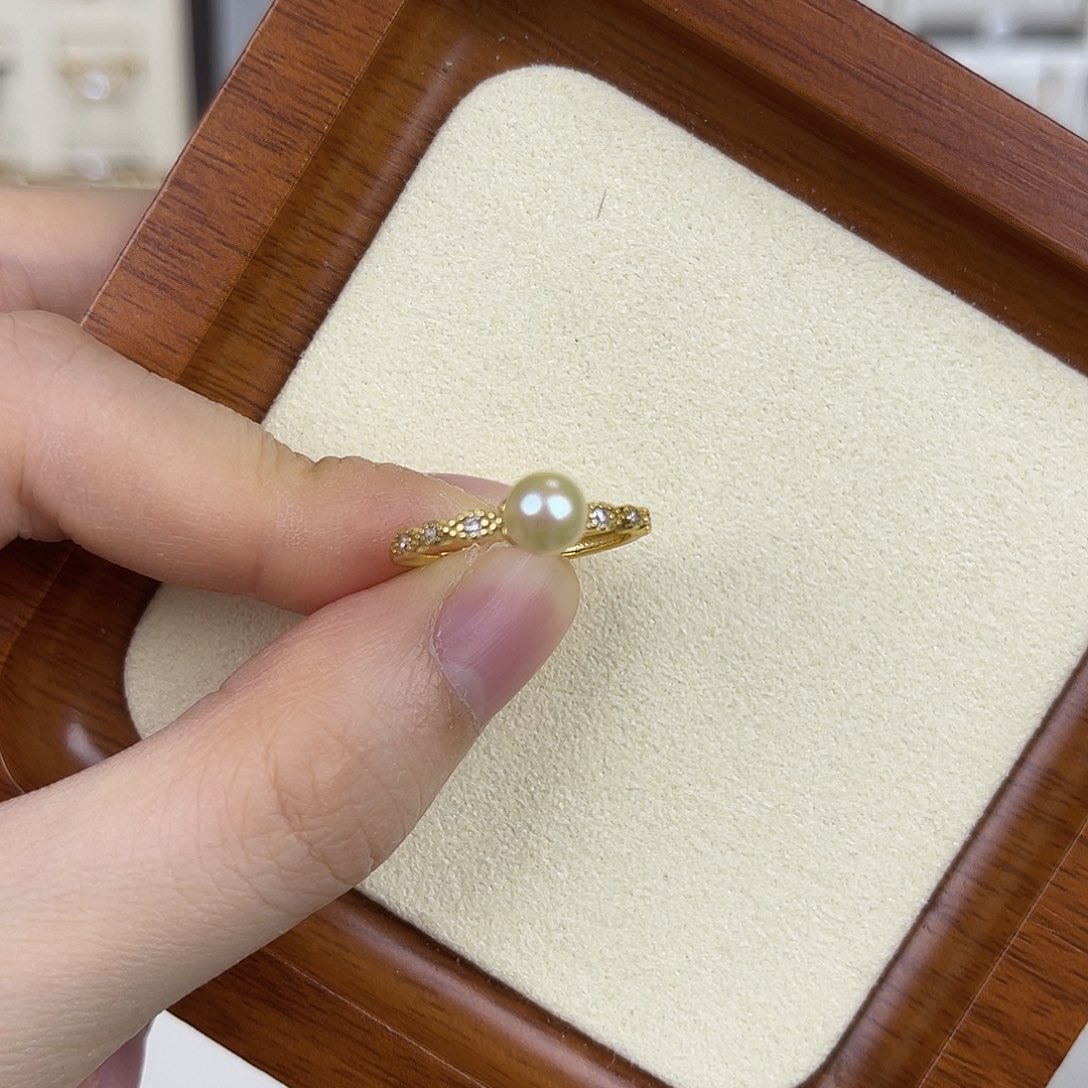 戒指银S925镶嵌海水珍珠