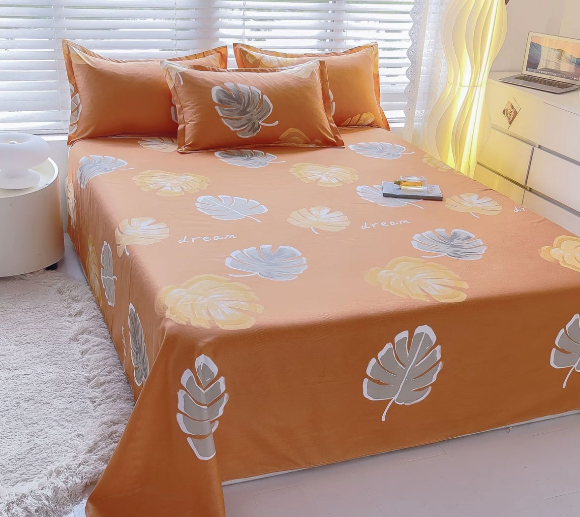 大叶有橙 双人床单（200*230cm）