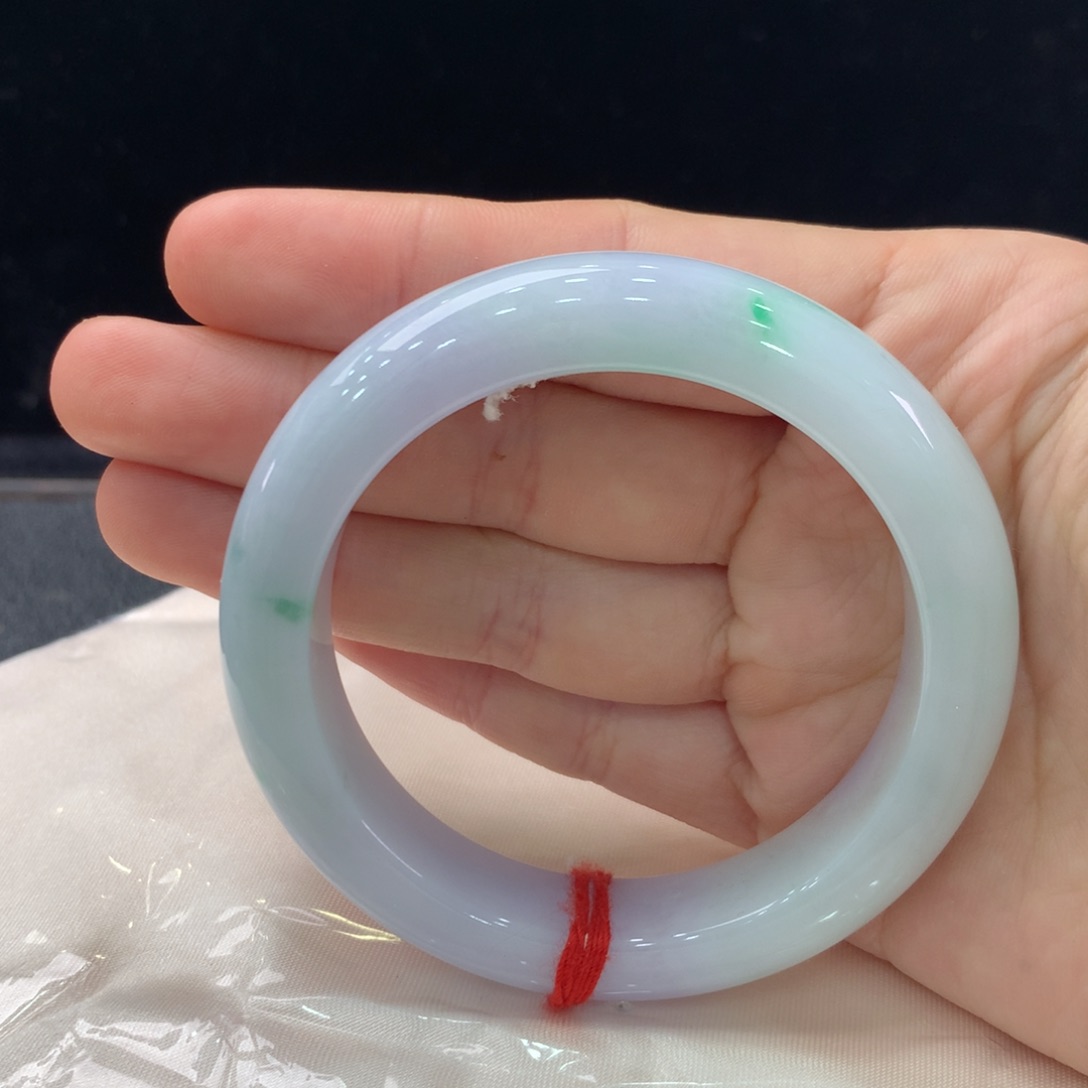 翡翠手镯未镶嵌缅甸A货翡翠 春彩54 55