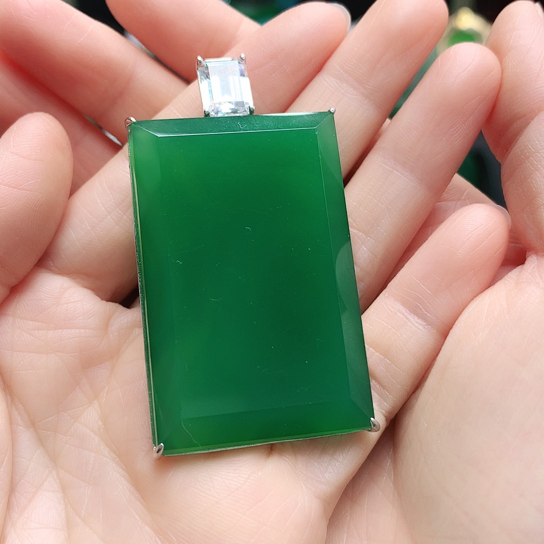 玛瑙/玉髓吊坠银S925镶嵌