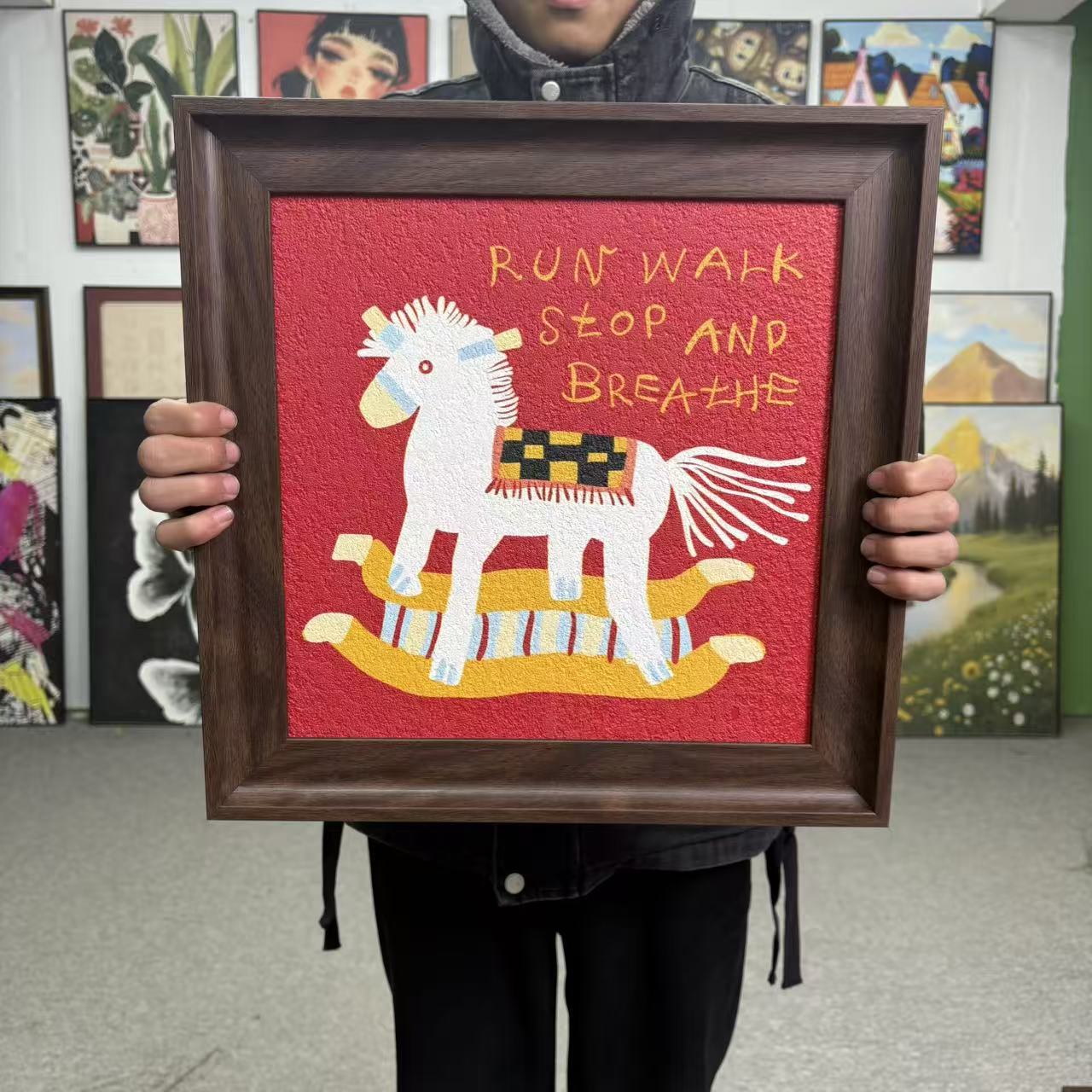 多巴胺奶油风卡通装饰画适合客厅卧室玄关餐厅挂画4040