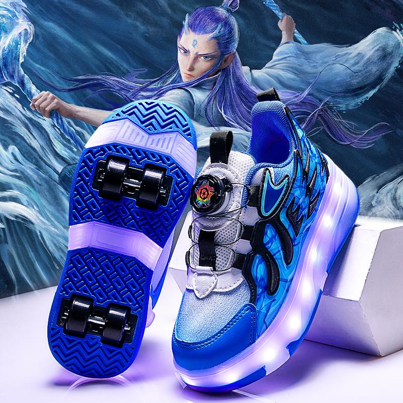 36I℃【断码】哪吒敖丙暴走鞋男童2025新款隐形四轮儿童滑轮鞋男