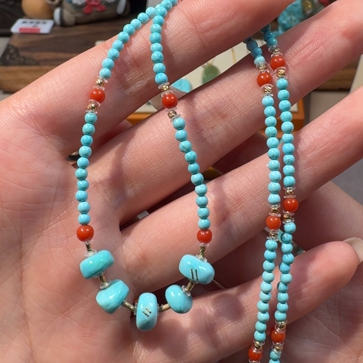 绿松石18K金镶嵌项链