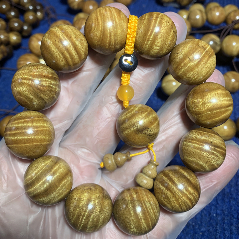 小叶金丝楠木枯木老料手串高端文玩佛珠念珠男女正宗金丝楠木手串