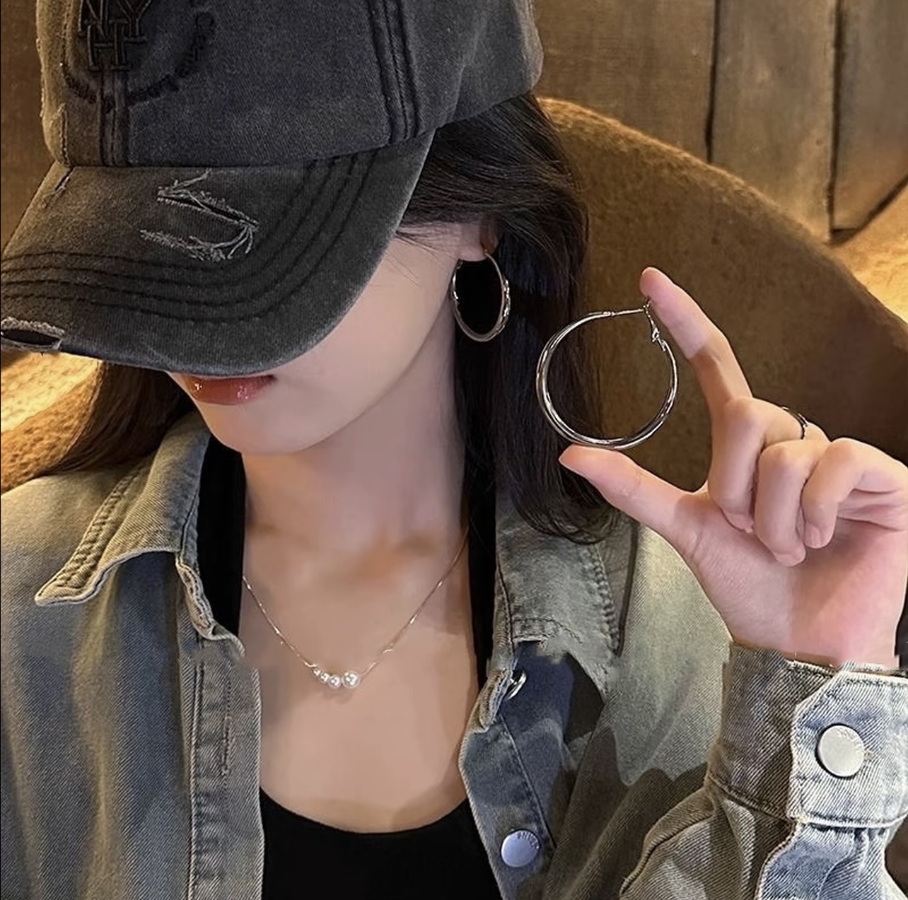 铜合金耳饰 冬季素款耳饰银色日韩耳环光面亮面甜美风素款