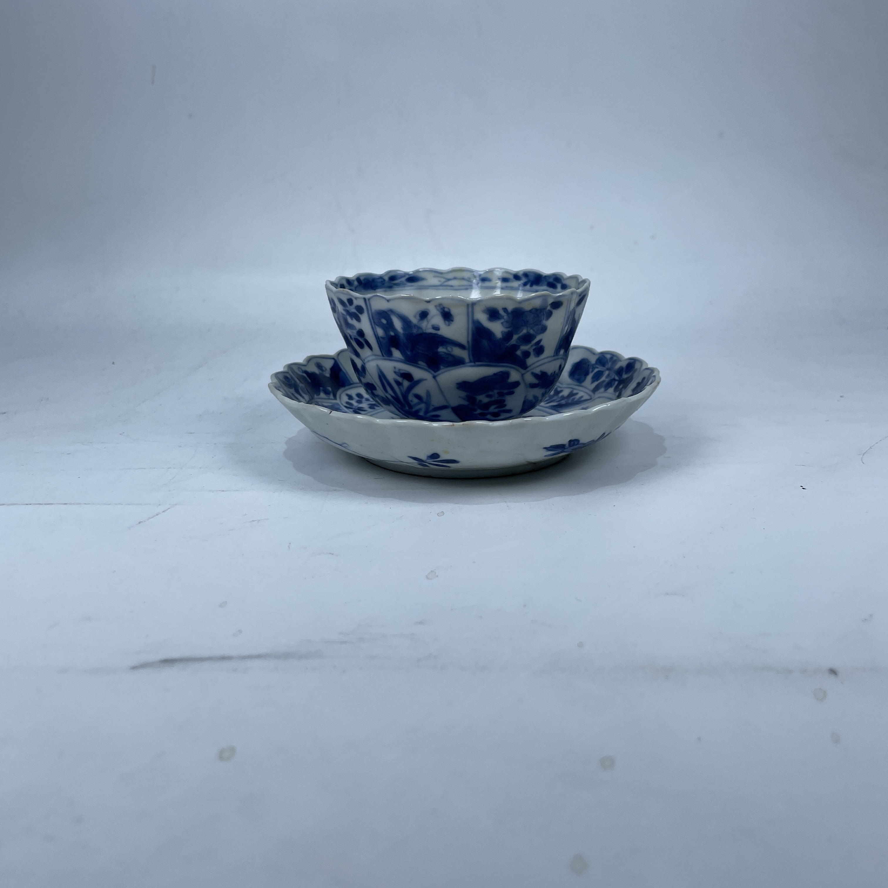 清康熙 青花花卉纹杯碟