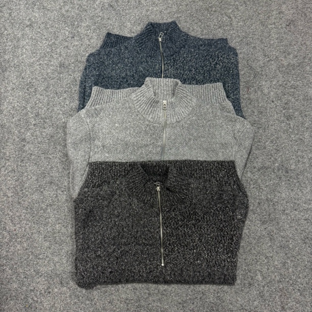 男士秋冬半拉链保暖加厚上衣针织衫男款长袖半高领