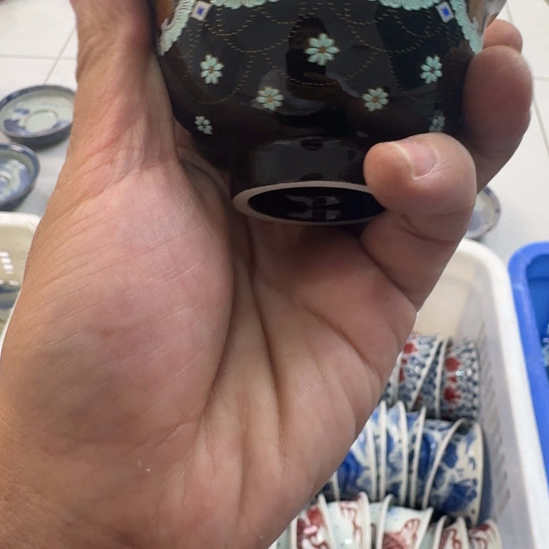 最***戴陶摆件黑帝金银搓万花主人杯微瑕