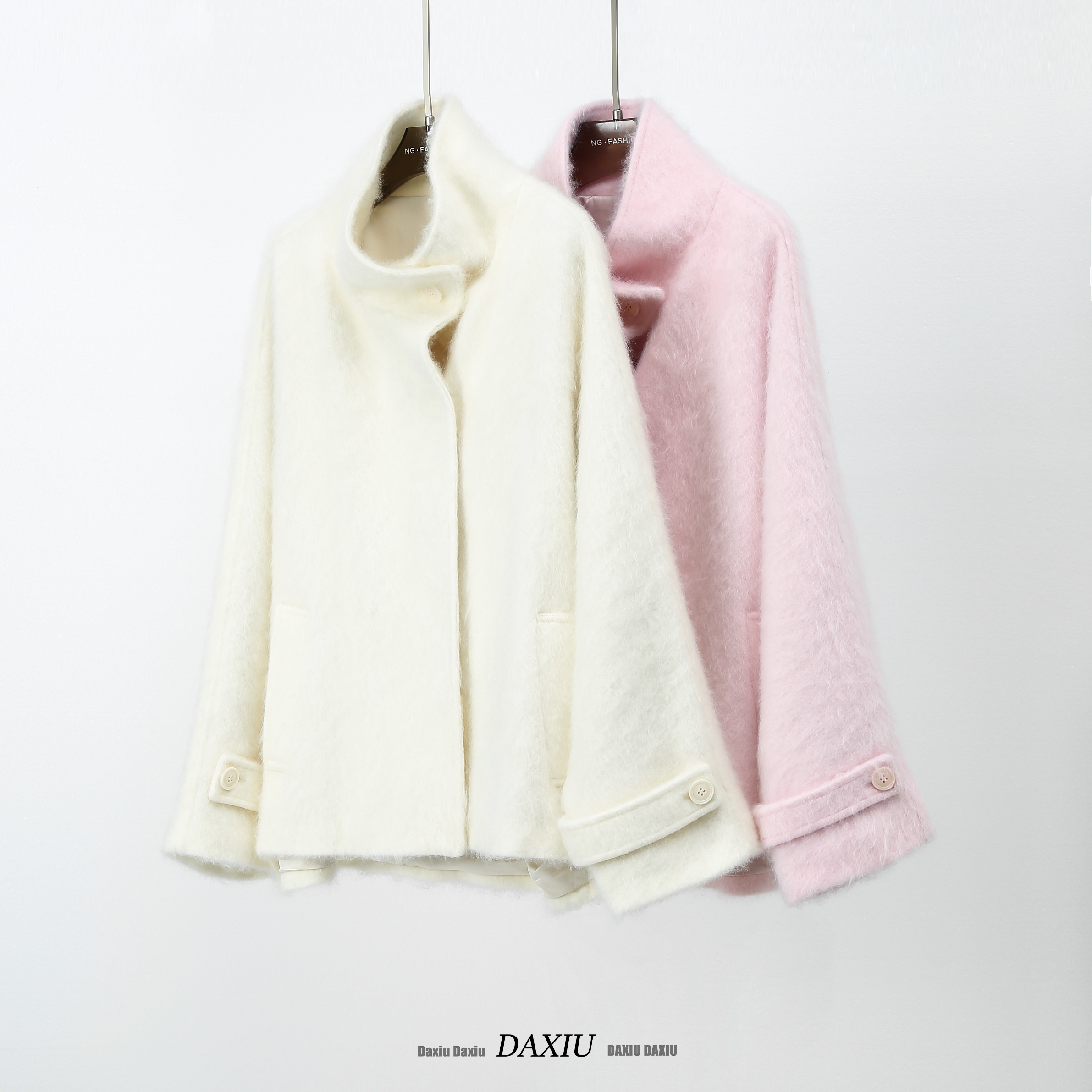 【DAXIU轻奢】秋冬纯色净版拉绒羊绒大衣-245-5198