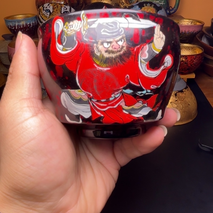 茶盏大漆赤宝砂钟馗