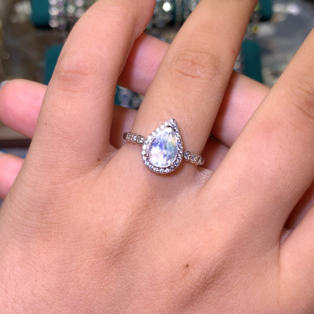 戒指银S925镶嵌月光石