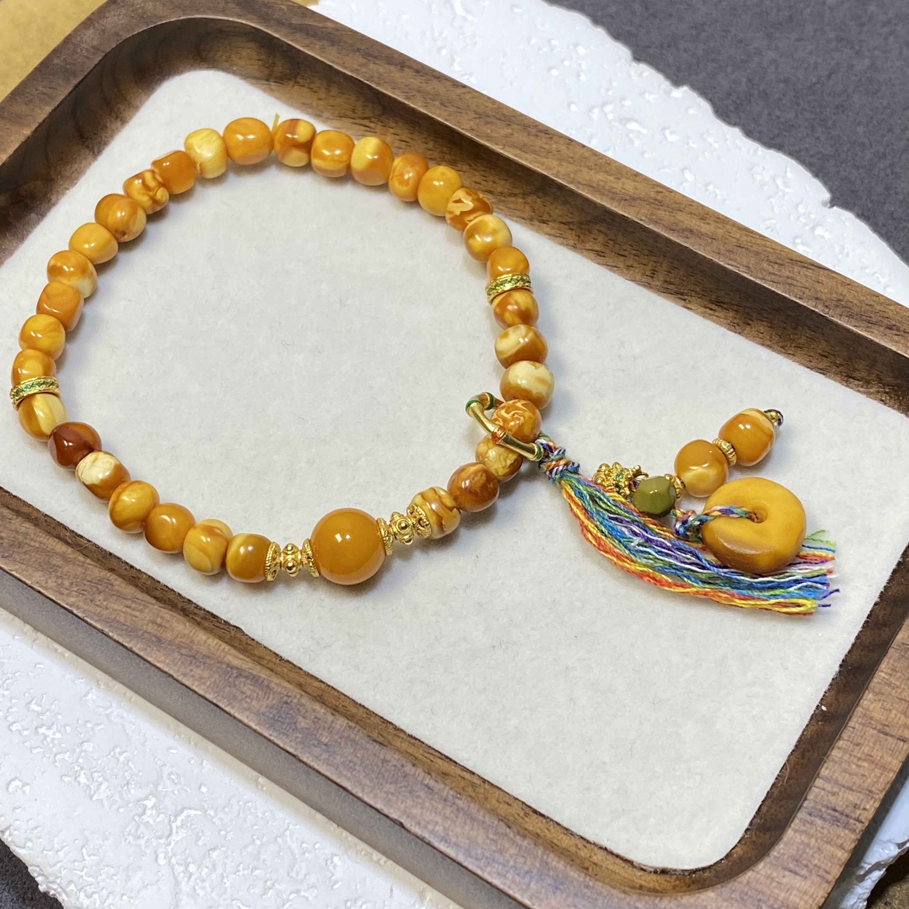 【亿轩珠宝】BT032505丹麦花蜡方糖单圈手串diy绿松5-6mm+