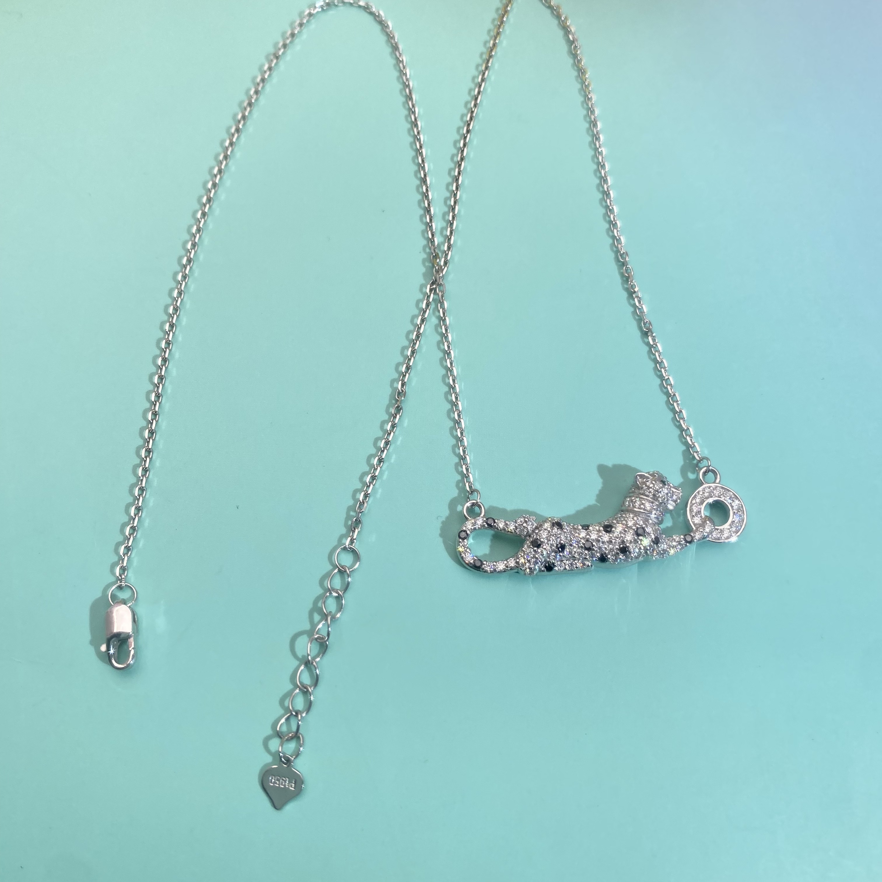 铂金PT950镶嵌莫桑猎豹子锁骨套链项链时尚百搭轻奢